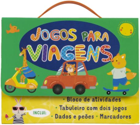 72976.10 JOGOS PARA VIAGENS bloco de atividade - tabuleiro para dois jogos - dados e peões - marcadores
