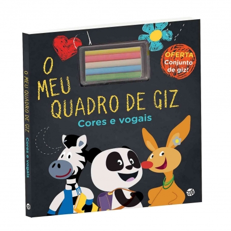 PANDA - O MEU QUADRO DE GIZ cores e vogais , oferta conjunto de giz