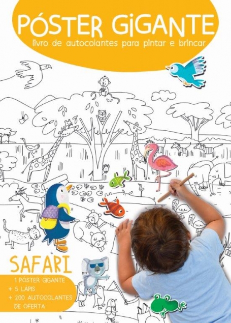 POSTER GIGANTE - LIVRO DE AUTOCOLANTES PARA PINTAR E BRINCAR SAFARI