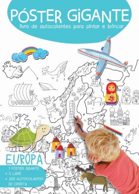 POSTER GIGANTE - LIVRO DE AUTOCOLANTES PARA PINTAR E BRINCAR - EUROPA