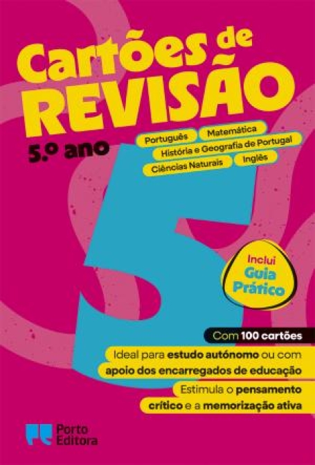 20566.10 - CARTÕES DE REVISÃO 5º ANO - PORTUGUÊS, MATEMÁTICA, HISTÓRIA E GEOGRAFIA, CIÊNCIAS E INGLÊS