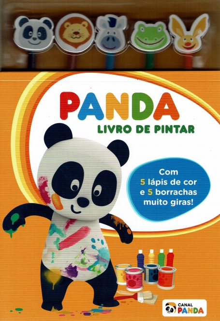 71298.13 - PANDA LIVRO DE PINTAR com 5 lápis de cor e 5 borrachas muito giras!