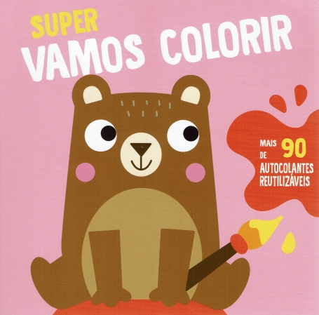 SUPER VAMOS COLORIR ROSA - mais de 90 autocolantes reutilizáveis