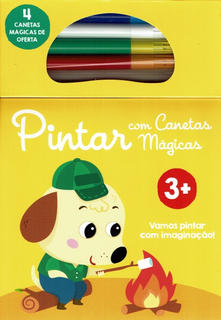 PINTAR COM CANETAS MAGICAS - CAO 3+ vamos pintar com imaginaçao , 4 canetas magicas de oferta