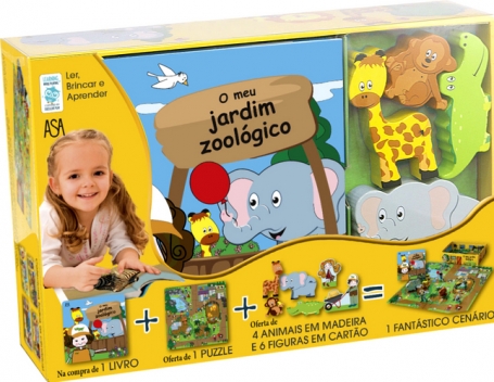 O MEU JARDIM ZOOLOGICO - CAIXA COM LIVRO+PUZZLE+ANIMAIS