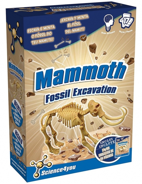 ESCAVACAO DE FOSSEIS - MAMUTE - escava e monta o fossil do teu mamute - 17 pecas