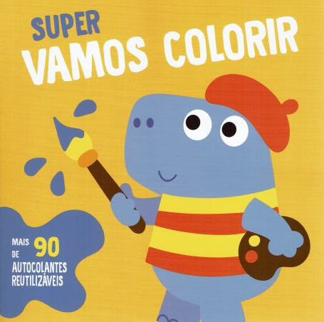 SUPER VAMOS COLORIR AMARELO - mais de 90 autocolantes reutilizáveis