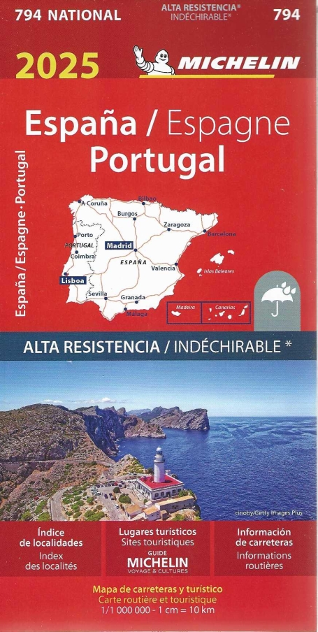 MAPA MICHELIN NATIONAL ESPAÑA/ESPAGNE PORTUGAL- ALTA RESISTÊNCIA