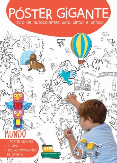POSTER GIGANTE - LIVRO DE AUTOCOLANTES PARA PINTAR E BRINCAR MUNDO