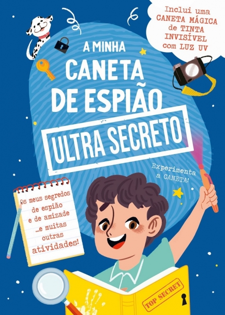 A MINHA CANETA DE ESPIAO ULTRA SECRETO - AZUL inclui uma caneta magica de tinta invisivel com luz uv