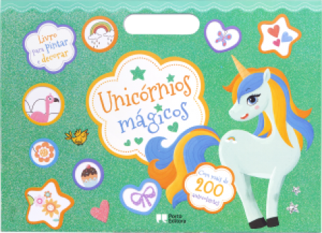 71357.10 - UNICORNIOS MAGICOS livro para pintar e decorar com mais de 200 autocolantes