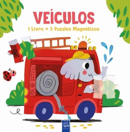 VEICULOS 1 LIVRO + 3 PUZZLES MAGNETICOS