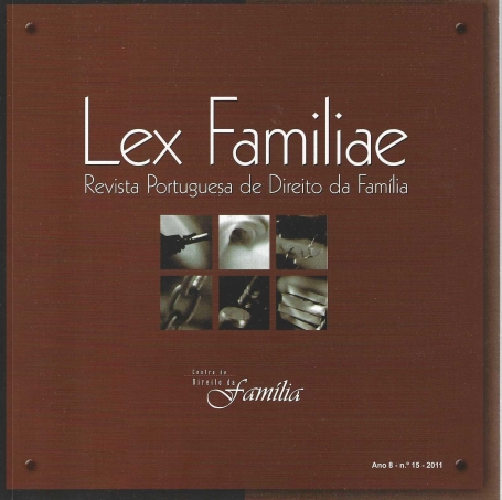 LEX FAMILIAE- REVISTA PORTUGUESA DE DIREITO DA FAMILIA ANO 8 Nº15