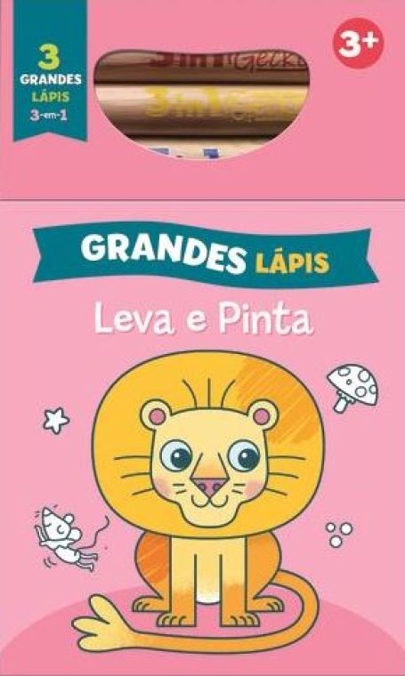COLORIR E BRINCAR COM LÁPIS GIGANTES - 3 EM 1 - LEÃO