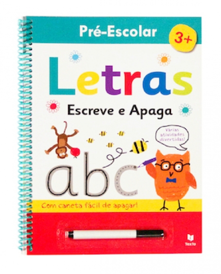 ESCREVE E APAGA : LETRAS pre-escolar 3+ com caneta facil de apagar