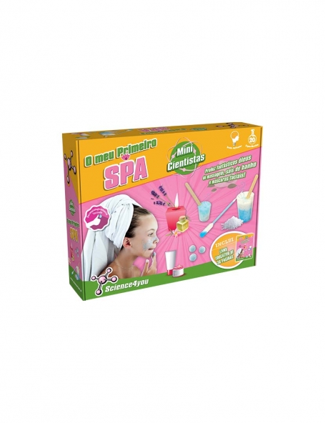 MINI CIENTISTAS : O MEU PRIMEIRO SPA produz fantasticos oleos de massagem, sais de banho e mascaras faciais ! inclu livro educativo de 36paginas