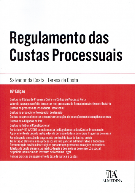 REGULAMENTO DAS CUSTAS PROCESSUAIS 16º EDICAO