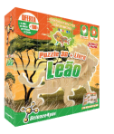 LEAO - PUZZLE 3D + LIVRO - constroi e pinta o teu leao de madeira - 34 pecas