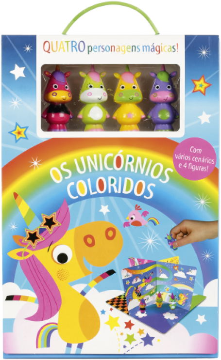 71185.10 - OS UNICÓRNIOS COLORIDOS - com vários cenários e 4 figuras