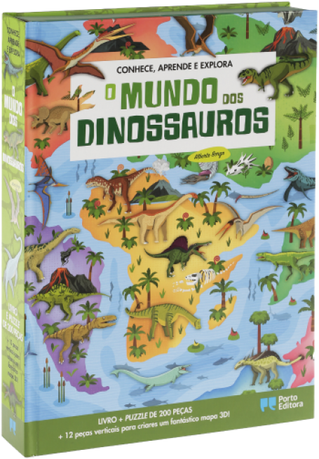 71715.10 - CONHECE APRENDE E EXPLORA O MUNDO DOS DINOSSAUROS - LIVRO+PUZZLE 200 PECAS+PECAS 3D