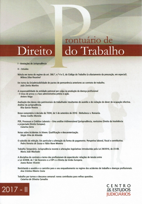 PRONTUARIO DE DIREITO DO TRABALHO 2017 - II trabalho por turnos e descanso semanal