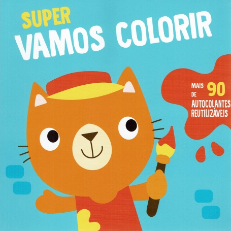 SUPER VAMOS COLORIR AZUL - mais de 90 autocolantes reutilizáveis