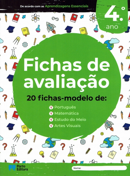 14303.10 - FICHAS DE AVALIAÇAO 4 ANO 20 fichas-modelo de: portugues, matematica, estudo do meio e artes visuais