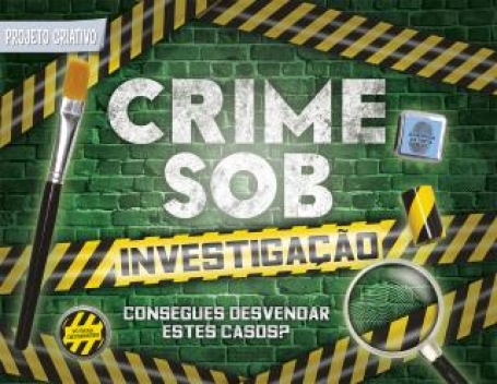 70817.10 - CRIME SOB INVESTIGACAO - contem livro + almofada de tinta + fita + lupa + po e pincel para impressoes digitais + marcador de porta