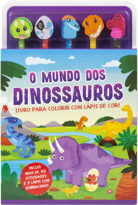 72818.11 - O MUNDO DOS DINOSSAUROS livro para colorir com lapis de cor